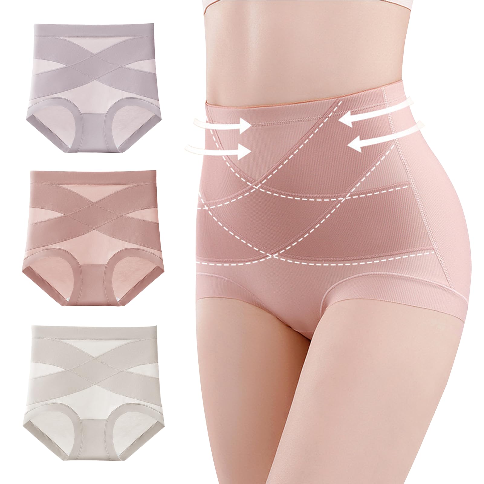 

Корсетные шорты с высокой талией для живота и таза, комплект из 3 шт. [SHUIII] для женщин, глубокий, 100% хлопок, [3 1, для поднятия бедер, поддержка,