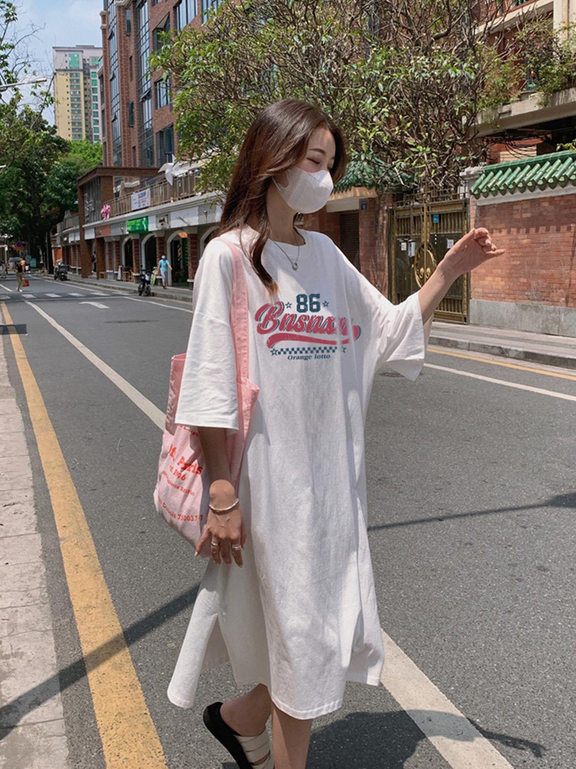 

Женское летнее платье-футболка из чистого хлопка больших размеров, скрывающее живот, омолаживающее, стройнящее, повседневное длинное платье XXL