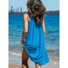 Damen ärmelloses einfarbiges Spaghettiträger-Casual-Kleid für den Strandurlaub, mittellang