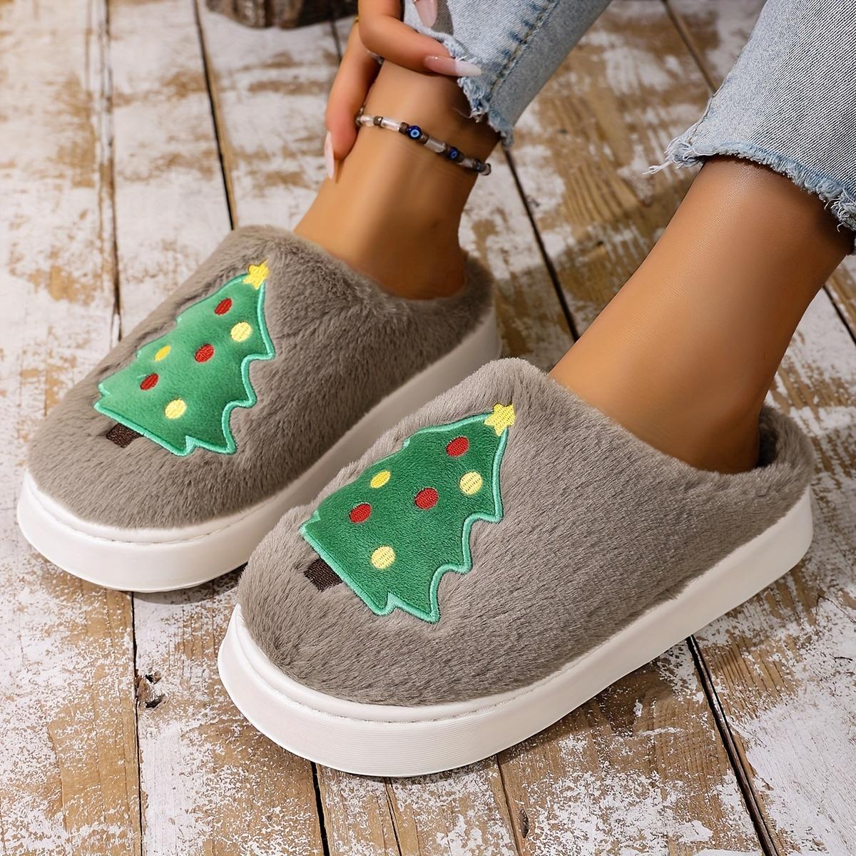 

Уютные рождественские тапочки на флисовой подкладке для улицы и дома, мягкие, теплые зимние тапочки для праздничных вечеринок 40-41 кофейный