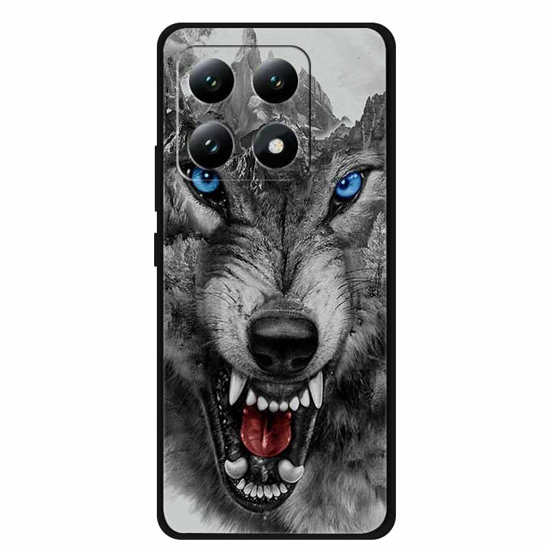For Xiaomi 15T 5G Case Soft Silicone Black Phone Cover for Xiaomi 15T Pro 5G Cartoon Wolf Lion Bumper Dustproof Coque for Mi 15T