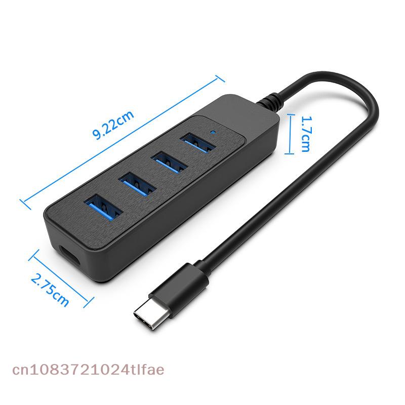 YY30-5 Port USB High Speed Computer Adapter Expander HUB With LED Light Multi Type-C Splitter For Laptop PC USB-C Tablet