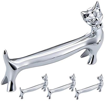 Chicer Knife Rest of 4 Cat Chopstick Cutlery Rest for and Stylish Dining Table Cute Stainless Steel Animal (Set Designs) Rest, Knife, Fork, Spoon,