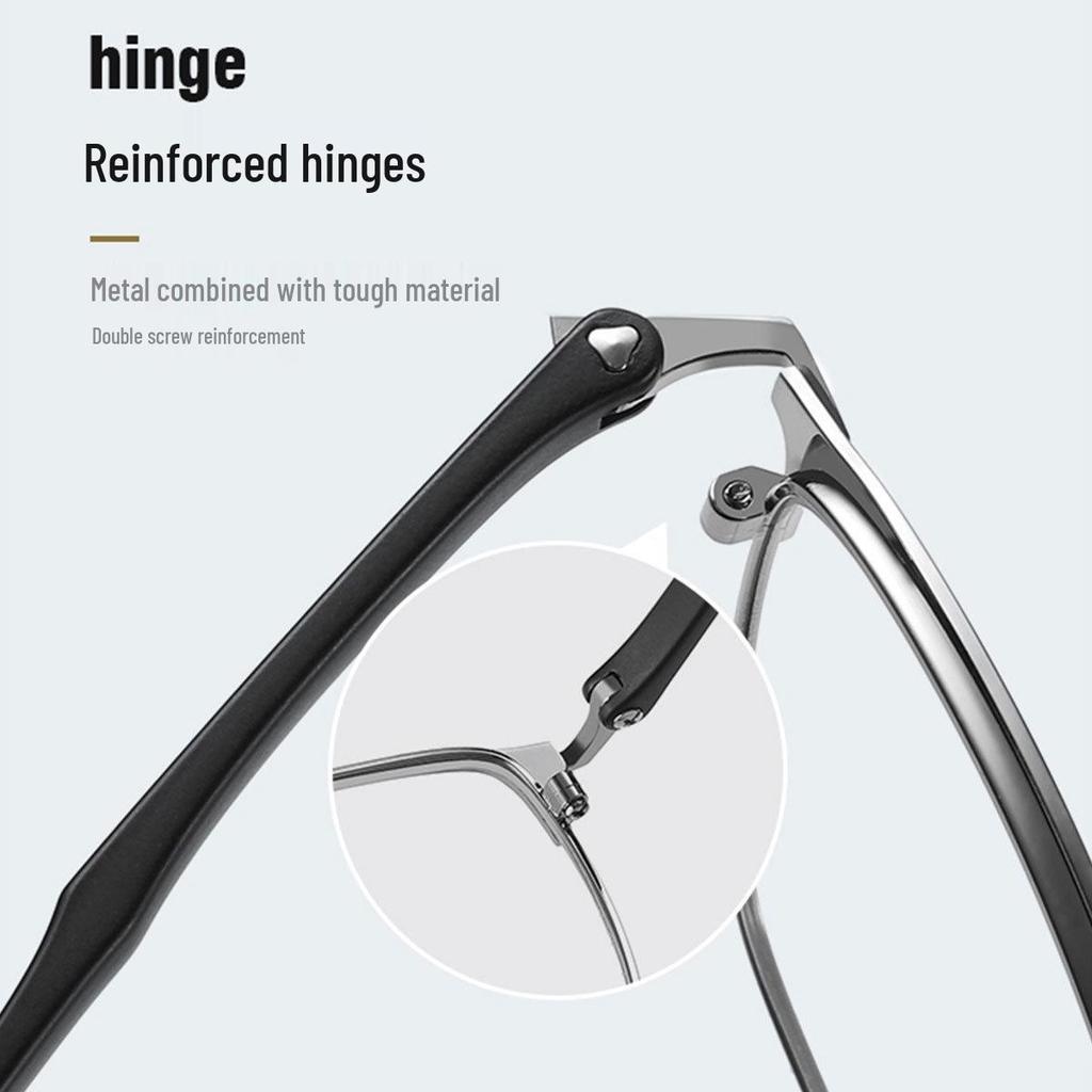 3007 Men's Retro Full-Rim Eyeglasses: Plastic/Steel Myopia Frame with Metal Half-Titanium Design