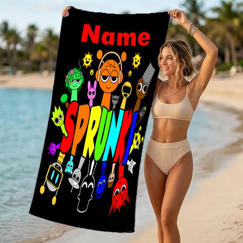 Customizable personalized beach towels Game Sprunki themed designs.Suitable for the beach, yoga, sports;ideal as beach accessories