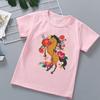 Tricou pentru copii foarte vândut cu imprimeu de desene animate Mustang Spirit, la modă și trendy pentru fete