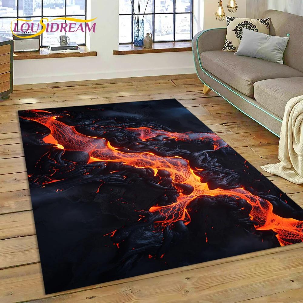 

Вулкан 3D Lava Magma Килимок для вітальні, спальні, домашній декор, підлоговий килимок, нековзка прикраса для дивана, кухонний килимок, подарунок 200x160cm( 78x62in )