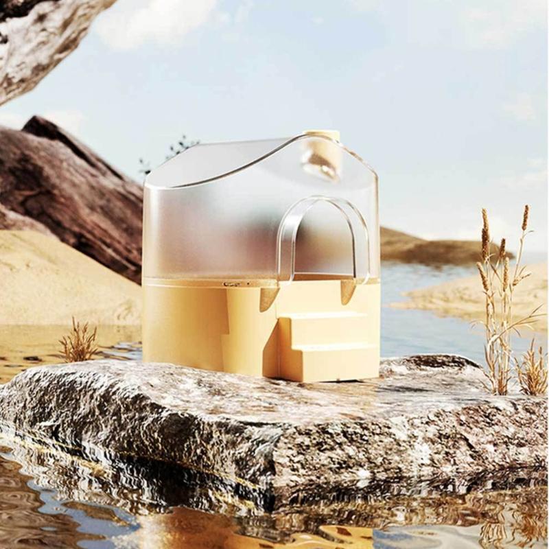 Clearly View 360Degree Hamster Sand Bath House SplashProof Base For Exploration Sleep Hideouts Easy Cleaning Maintenance