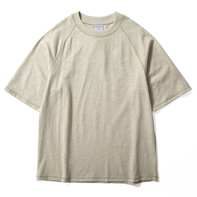 Men's Summer New Style Loose Breathable Bamboo Cotton Top American Retro Trendy Brand Raglan Sleeve Pure Cotton Short-Sleeved T-Shirt