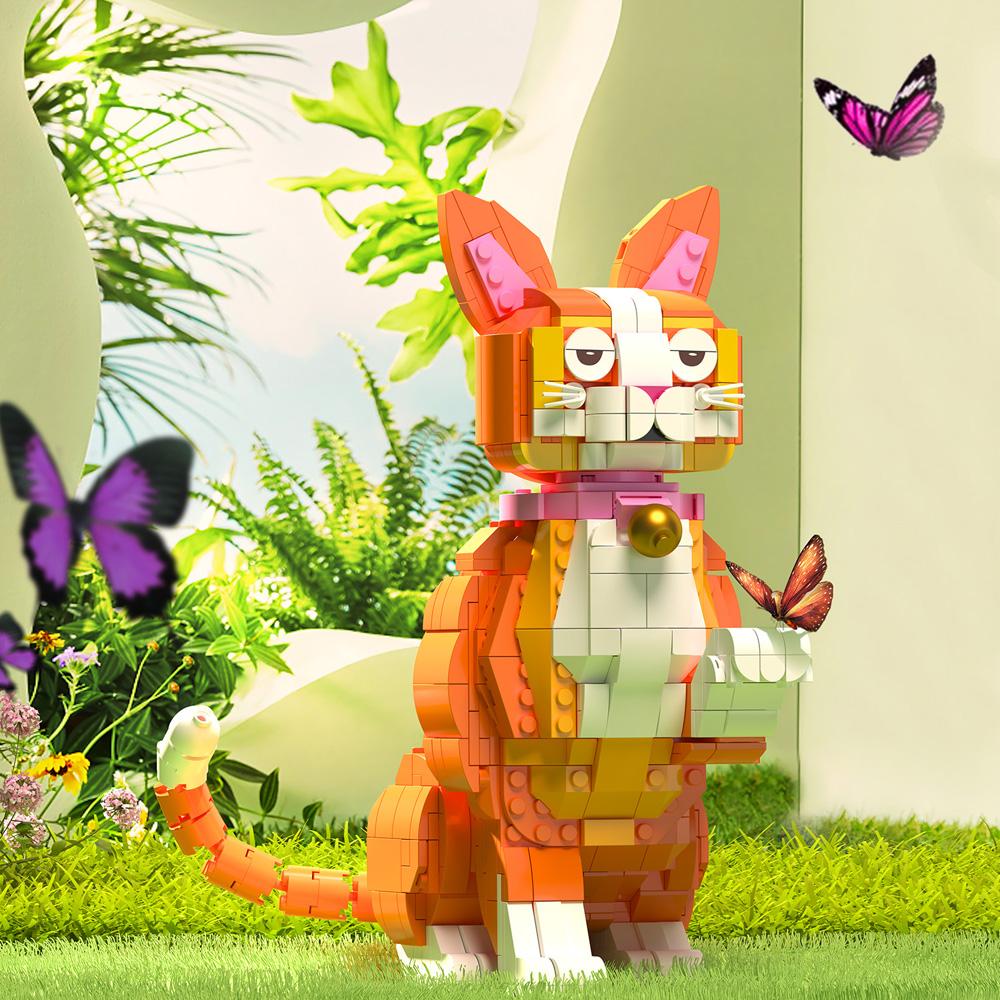 Adorable Black Cat Building Block Toys Full of Flowers - Bring Good Mood Challenging Assembly for an Exciting Artistic Creation