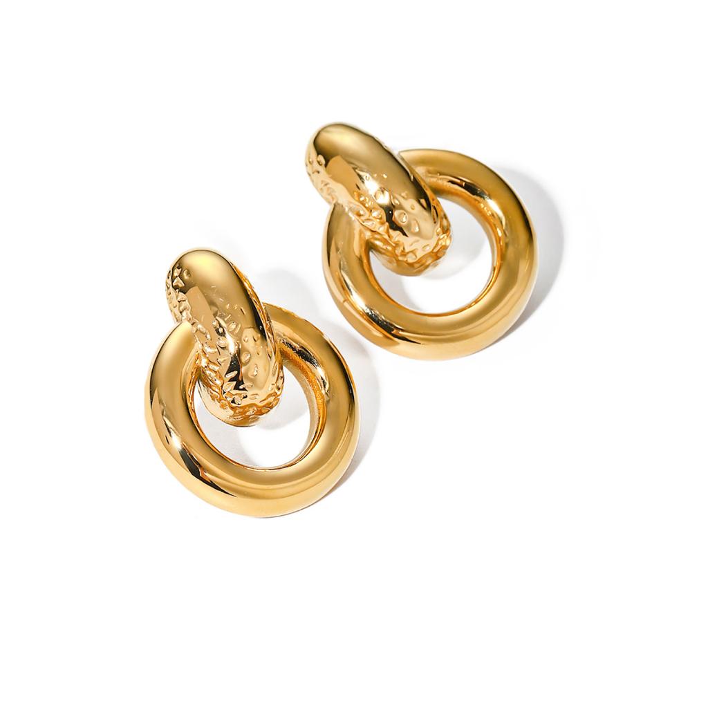 Elegant Geometric Dangle Earrings for Women Multi Layer Round Drop Designs in Silver and Gold Perfect for Any Occasion