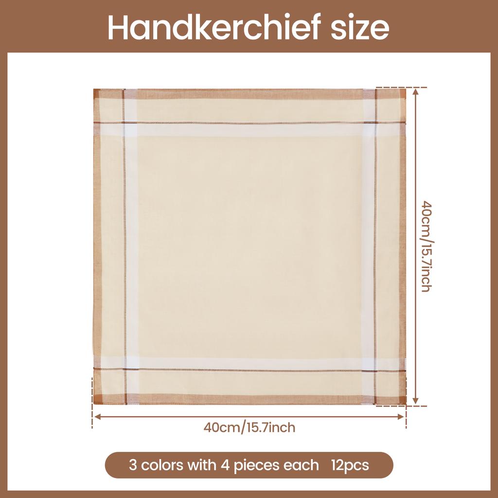 12Pcs Mens Handkerchiefs Cotton Square Plaid Hankies with 3 Styles Reusable Washable Pocket Handkerchiefs for Men Women Party