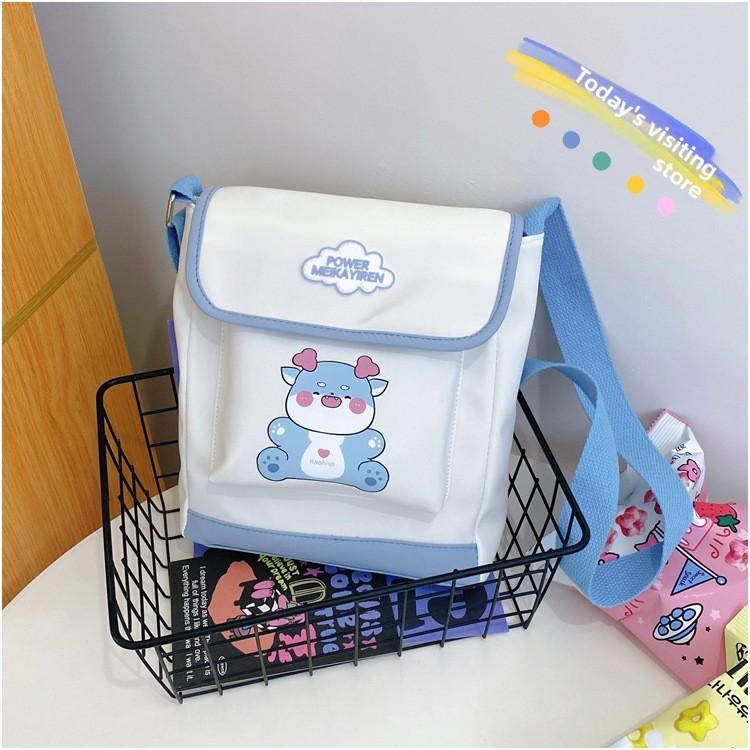 

Мультяшная сумка кроссбоди с рисунком кролика и панды для детей, для школы и прогулок синий