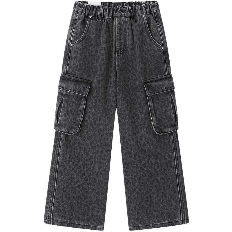 MiniPeace Boys Fleece-Lined Straight Casual Pants 120 чёрный