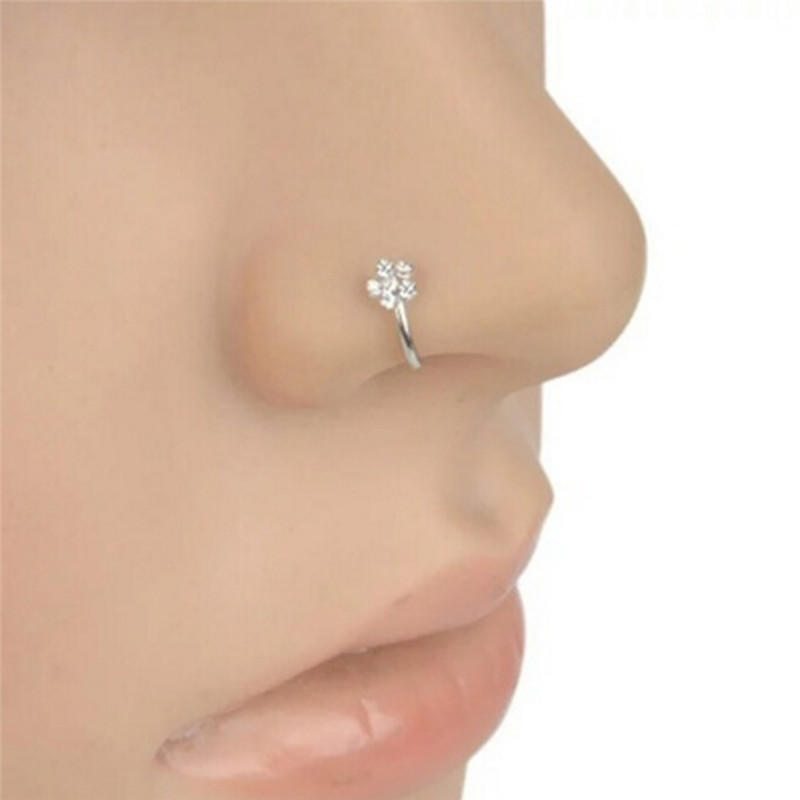 1Pc Small Thin Clear  Flower Nose Ring Charm Nose Ring Jewelry