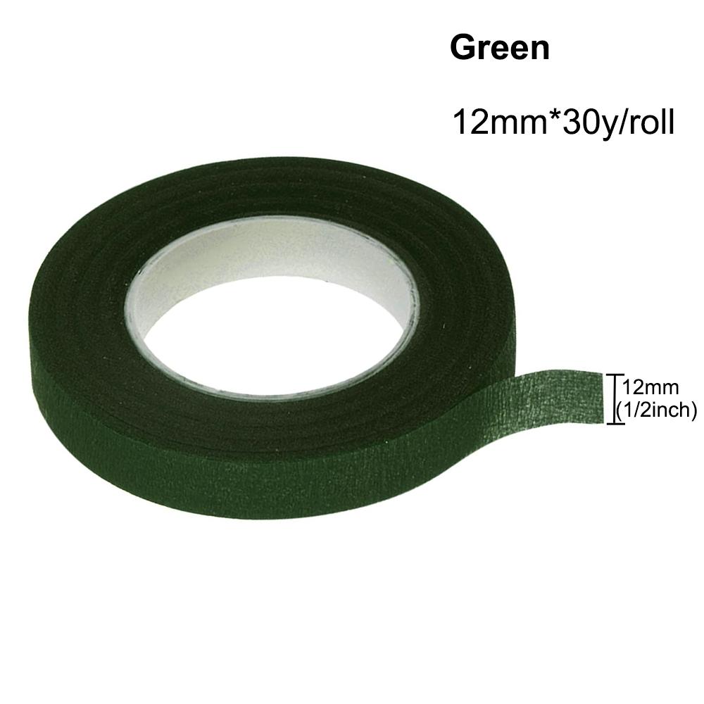 30 Yard 12MM páska s květinovým stonkem Živůtek Knoflíková dírka Umělá květinová tyčinka Květinářství Zelené pásky Nylonové květinové potřeby