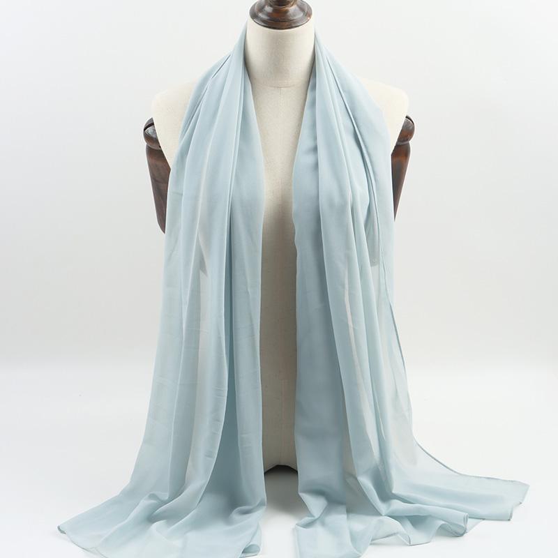 Fashion Pearl Chiffon Hijab Shawls Of Muslim Women Solid Color Head Wraps Scarf For Ladies