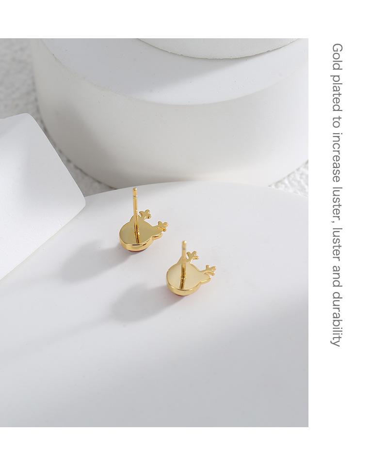 Red Agate Reindeer Stud Earrings - Elegant European & American Christmas Style for Women