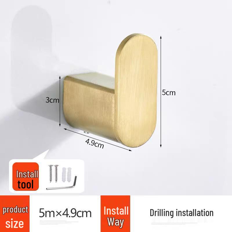 304 Stainless Steel Wall-Mounted Clothes Hook for Bathroom and Entrance - Single Hook for Coats, Hats, and Clothing