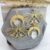 Bohemia Silver Color Hollowed-out Moth Asymmetry Transparent Quartz Crystal Moon Dangle Earrings for Women Halloween Jewelry
