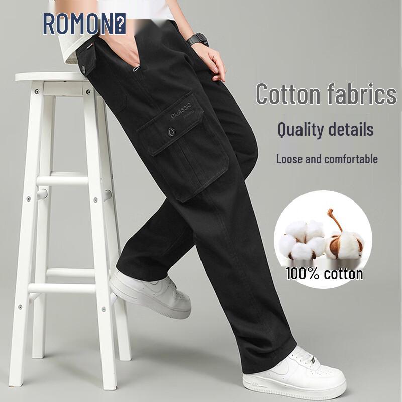 Romon Men s Plus Size Outdoor Multi-Pocket Straight Cargo Pants 6XL