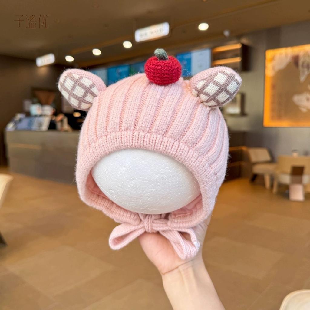 Knitted wool winter going out hat ear protection baby hat infant hat foreign style autumn and winter thickening baby warm