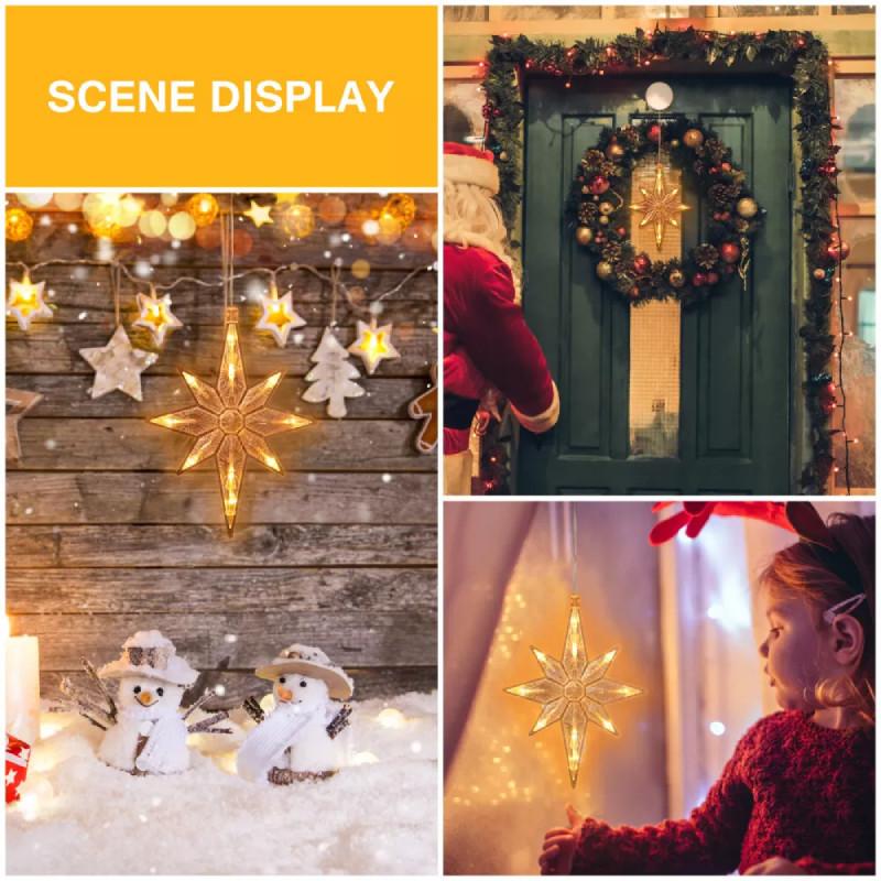 Weihnachtsbeleuchtung am Fenster mit Saugnapf-Hängesternen (batteriebetrieben)