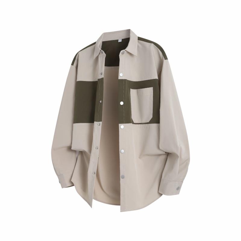 

Мужская рубашка-куртка с длинным рукавом в стиле колор-блок XXXL дубильная кора