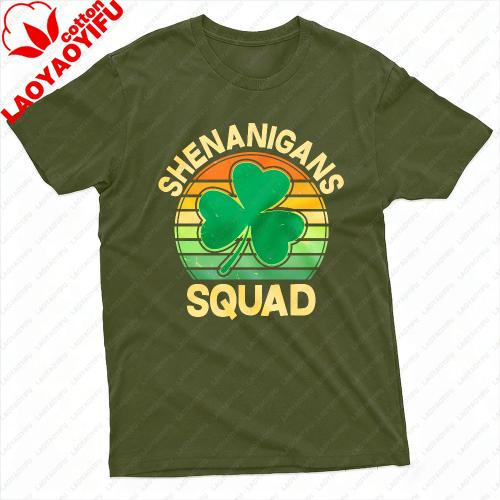 Shenanigans Squad Clover Design Summer Unisex Tshirt Casual Vintage Style St Patricks Day Party Wear Gift For Friends And Family