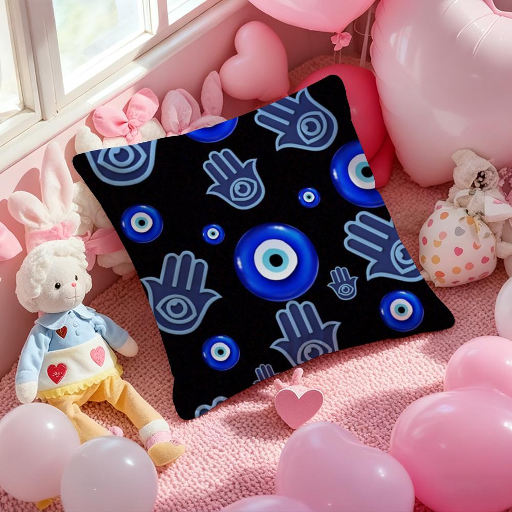 Evil Eye Symbol Art Cushion Cover Pattern Printed Pillowcase for Living Room Sofa Cushion Cover & Bedroom Decor