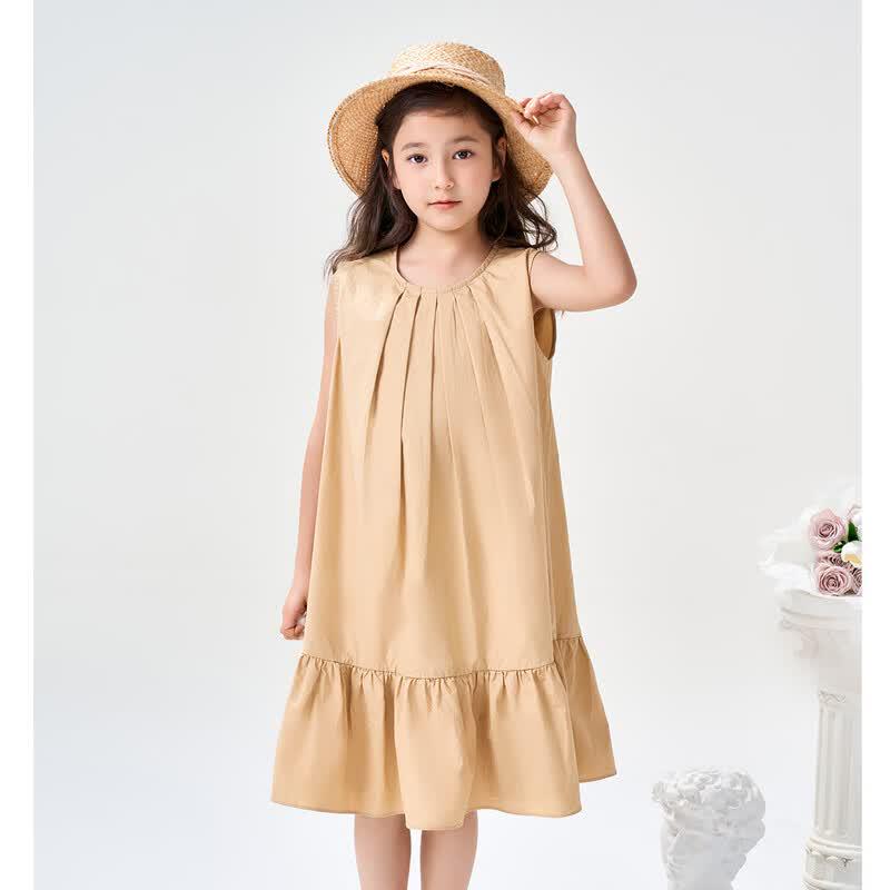 Montagut Girls' Summer Solid Color Cotton Vest Dress