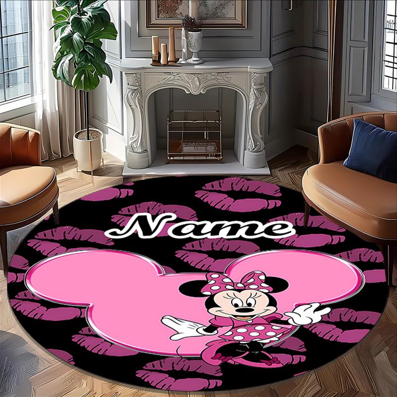Customizable Minnie (18) Round Non-Slip Carpet - Ideal for Garden, Picnic, Office, Perfect for Decoration, Suitable For All Seasons