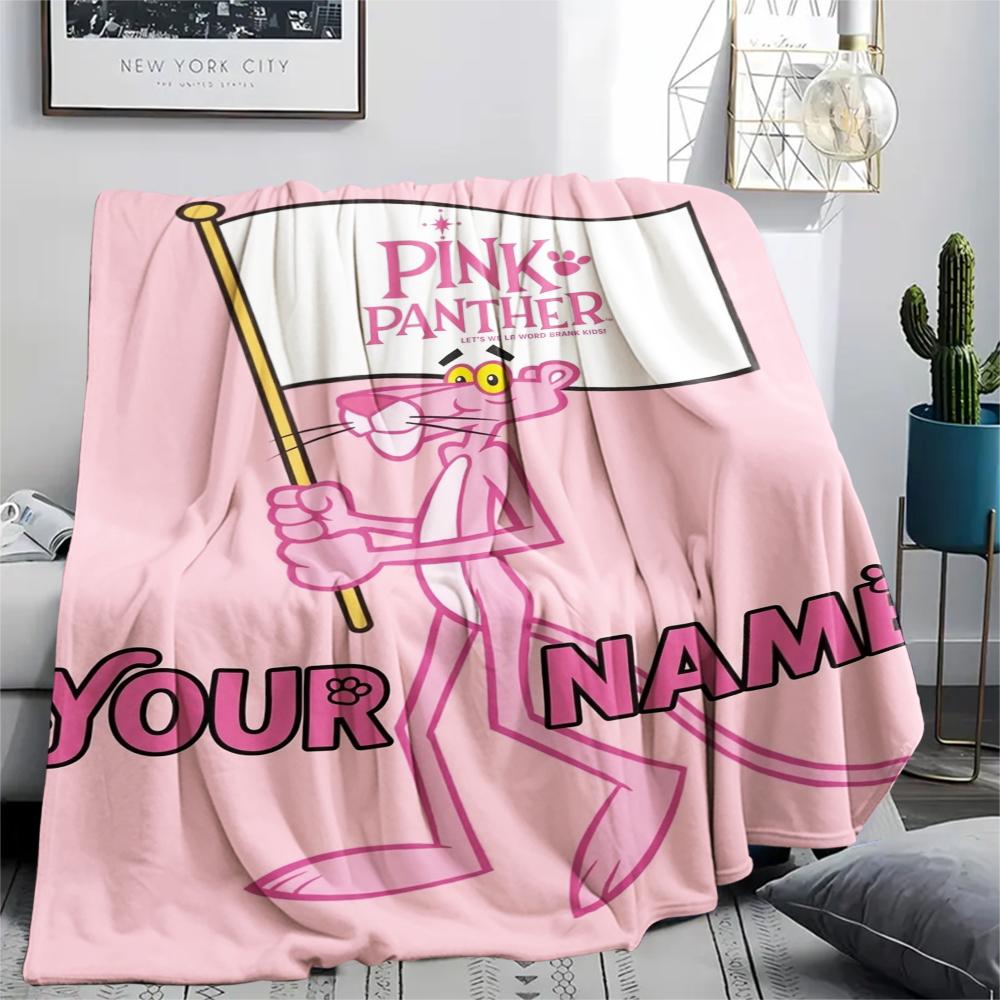 1pz Coperta in Flanella Personalizzata con Nome e Fantasia Pantera Rosa Adatta a Tutte le Stagioni per Arredamento Casa Calore e Comfort Regali Regalo Festivo