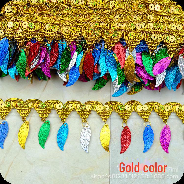 

Кружевная отделка с кисточками в виде листьев пагоды - 9 м: Декоративная бахрома для сценических танцевальных костюмов