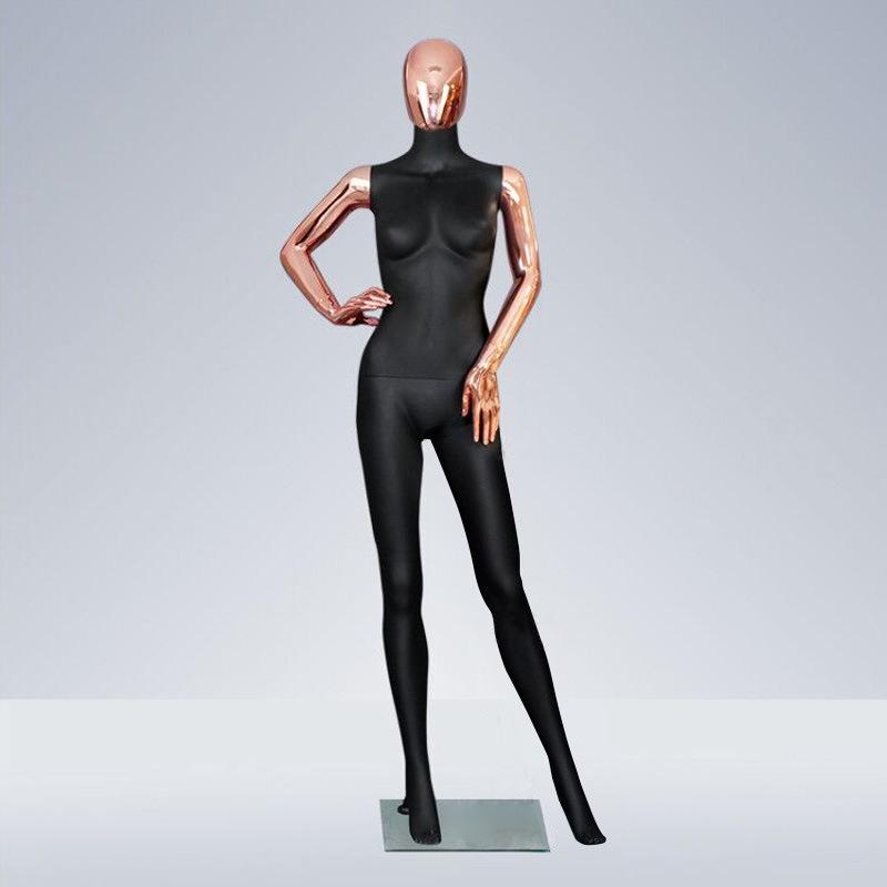 

Манекен женский полноростовой с гальваническим покрытием розовым золотом для демонстрации свадебных платьев