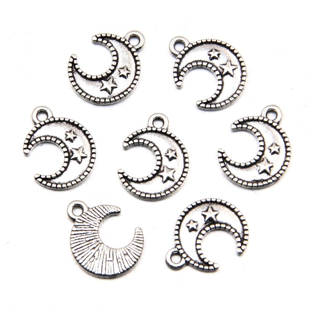 Handgefertigter Antiksilber Mondanhänger: Kreativer Natürlicher Charme Schmuck Accessoire
