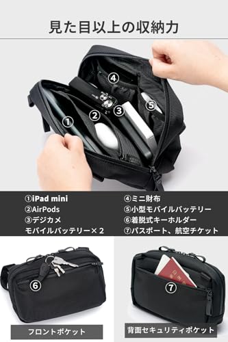 [zepirion] Body Bag Shoulder Bag Men's Water-repellent Waterproof Small Lightweight Crossbody One-shoulder Bag Cycling Urban Sling Mini