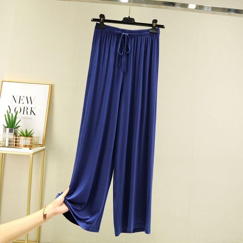 

Modal Spring & Fall Thin High Waist Casual Loose Pants Denim Blue L