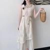 Popular Resort-Style Lace Cutout Sleeveless Dress with Ethnic Lace-Up Vest