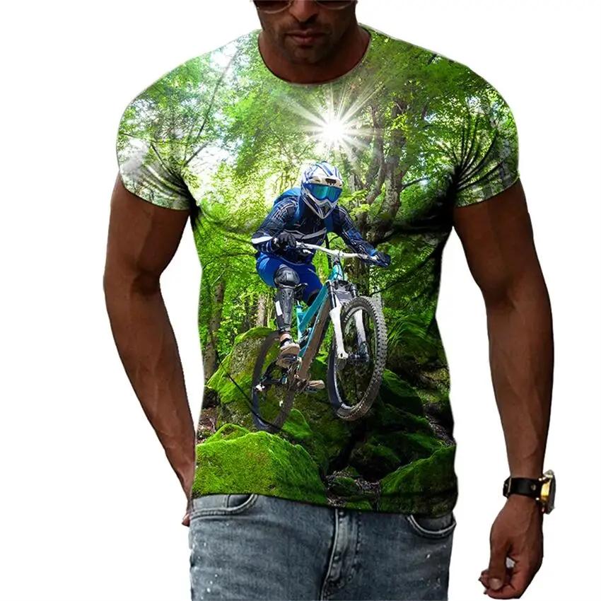 Neuer Trend Sommermode Fahrrad Herren T-Shirt Lässiges Print T-Shirt Hip Hop Personalisiert Rundhals Kurz Großes Oberteil