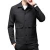 Spring and Autumn Men's High-end Jackets Middle-aged Dad Wear Lapel Work Clothes Solid Color Business Casual Large Size Tops Men's Clothing