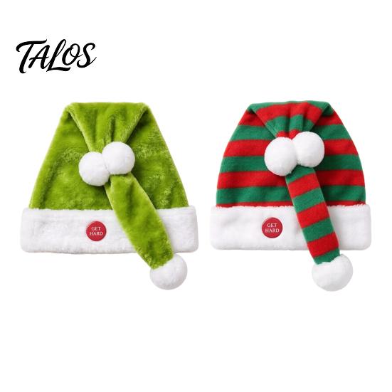 Quirky Christmas Sweater Party Hat Animated Naughty Santa Hat, Funny Dancing Button Activated Dynamic Holiday Costume Decoration Movement Soft