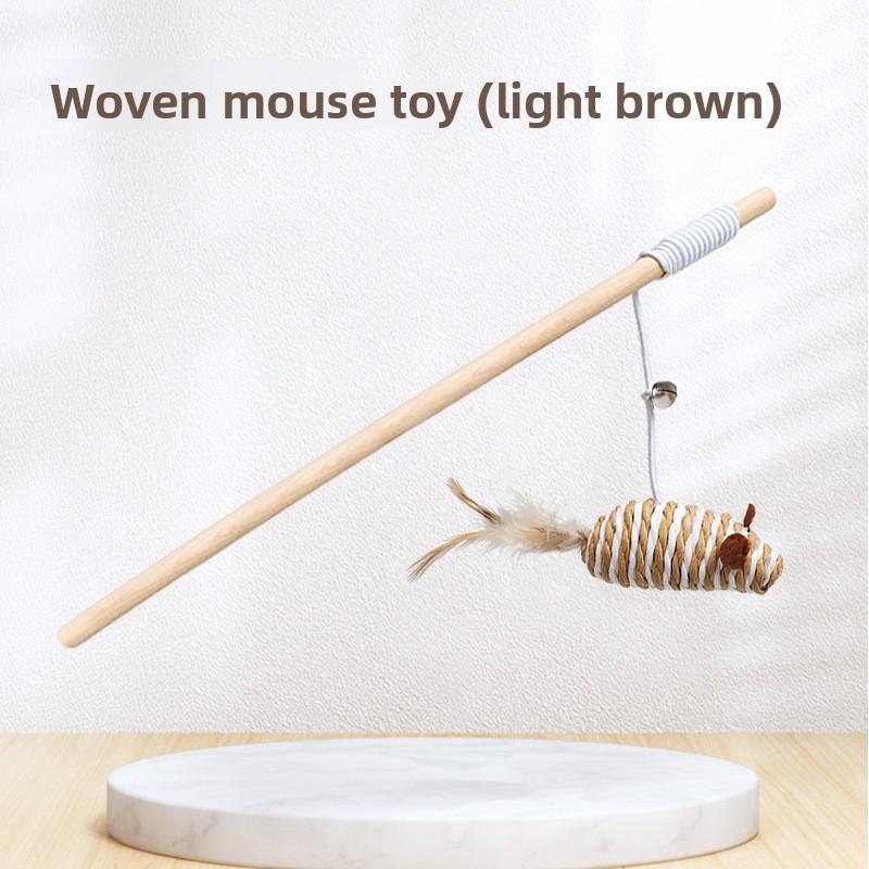Cat Toys, Wooden Handles, Cat Teasing Sticks, Elastic Ropes, Cotton and Linen Cloth, Feather Bells, Interactive Cat Toys, Cat Teasing Toys