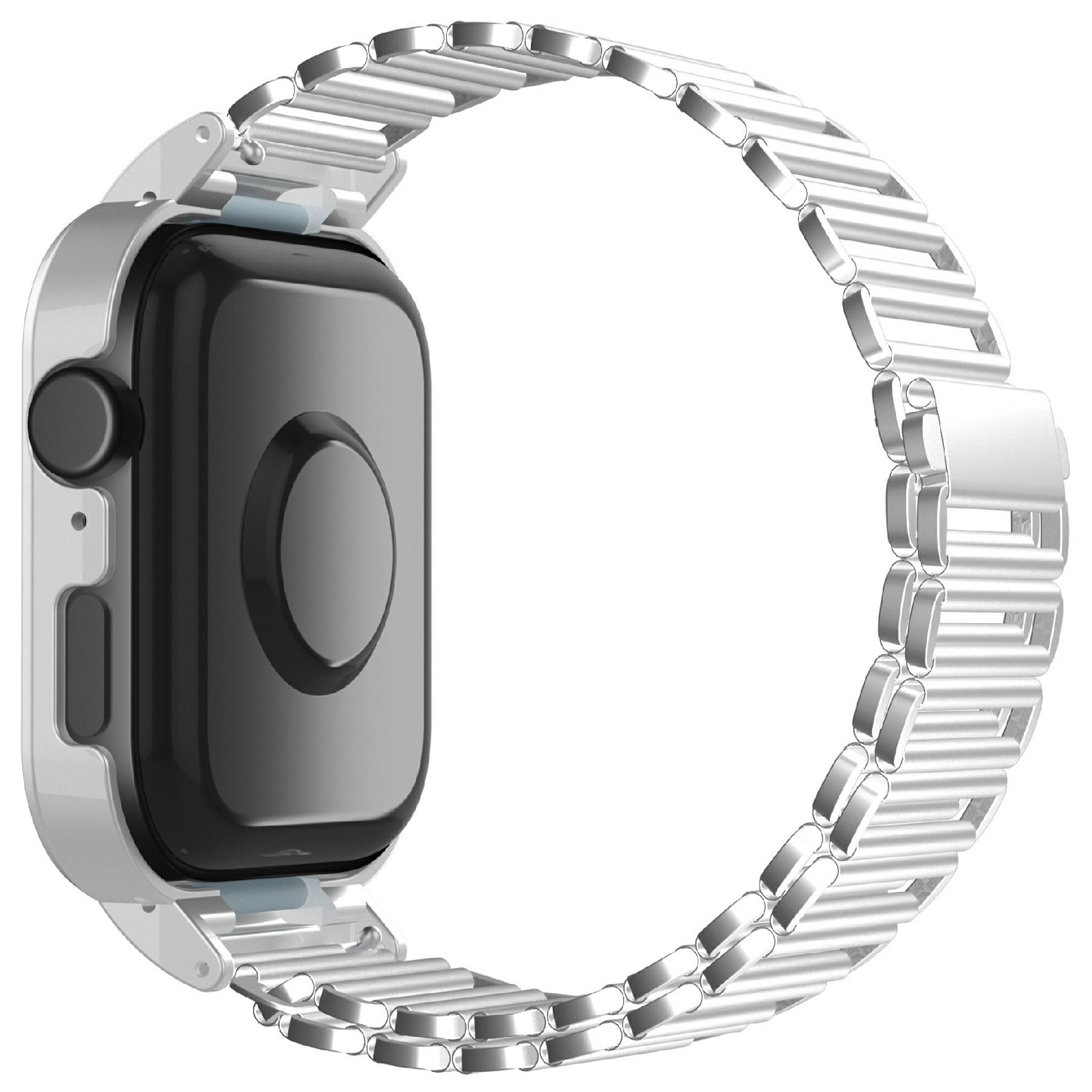 

For Huawei Watch Fit 3 Metal Watch Frame+Adjustable Bracelet Wrist Strap Silver-white/Silver