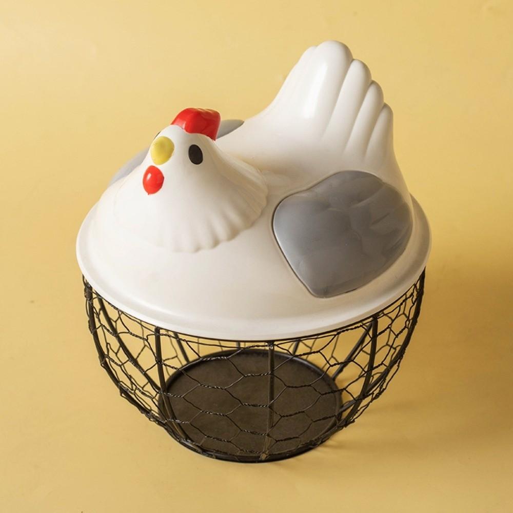 Rustic Egg Container Storage Hollow Iron Basket Hen Shape Egg Basket Kitchen Accessories