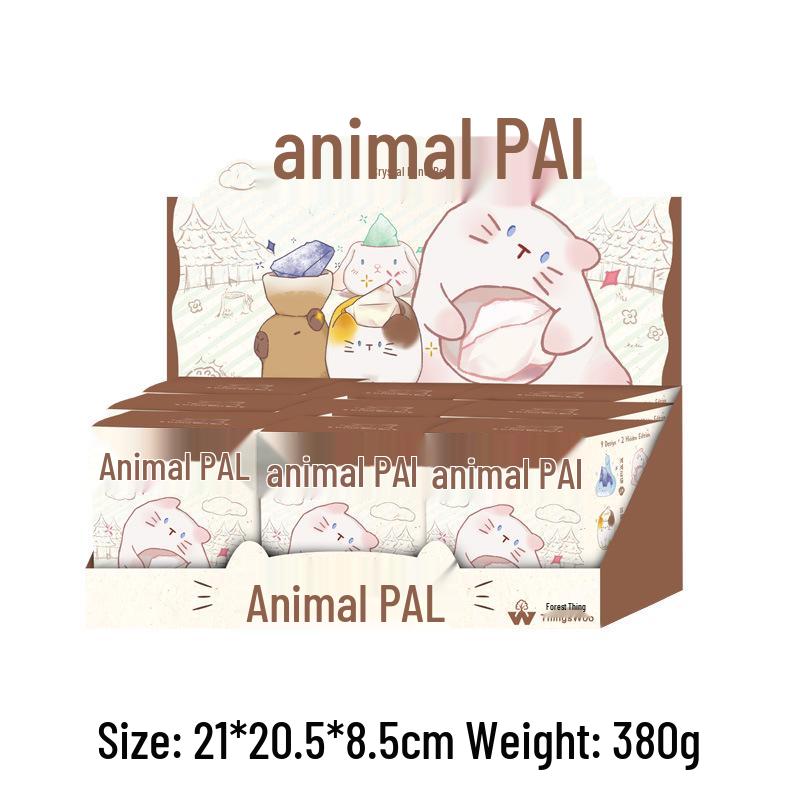 Cartoon Animal Crystal Blind Box: Multi-Style Cat, Kitten & Bunny Figurine Toy