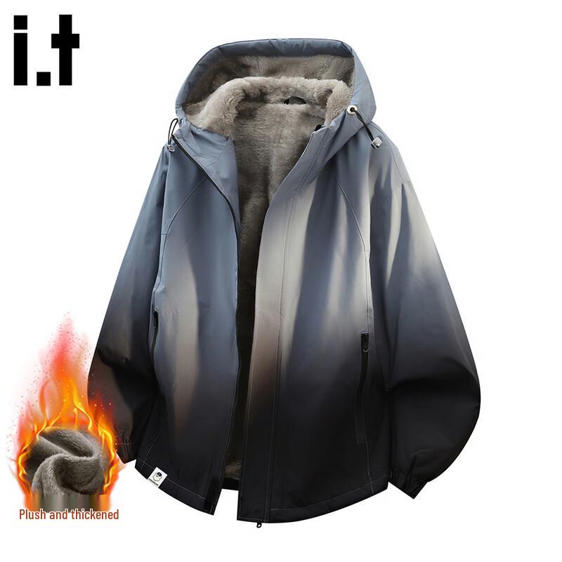 

:CHOCOOLATEIT Men s Gradient Fleece-Lined Hooded Jacket 4XL