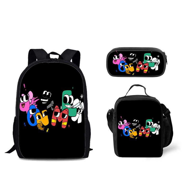Classic Popular Funny Alphabet Lore 3D Printed 3pcs/Set pupil School Bags Laptop Daypack Backpack Lunch bag Pencil Case