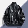 American locomotive baseball jersey washed leather jacket men's spring and autumn lapel wide