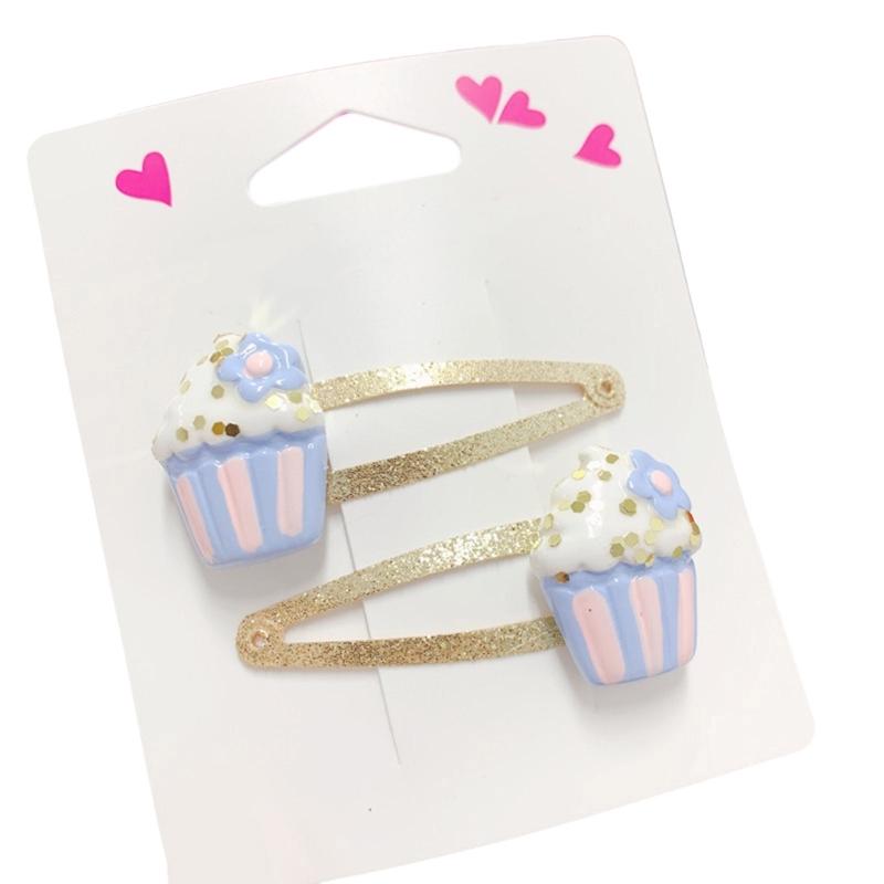 2 Stück Glitzernde Schmetterlings- und Cupcake-Haarspange für Mädchen Cartoon-Haarnadel Haarschmuck Kinder Haaraccessoire Geschenkset